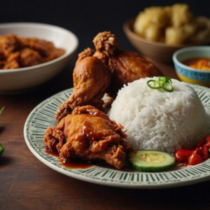 Nasi Lemak with Fried Chicken